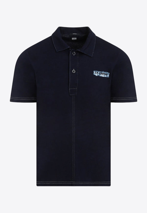 Logo-Embroidered Denim Polo T-shirt