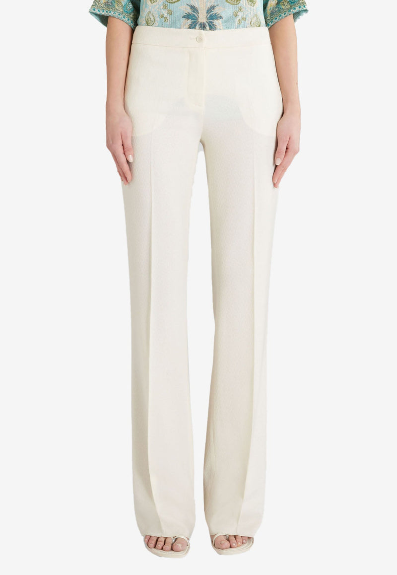 High-Waist Jacquard Wool Pants