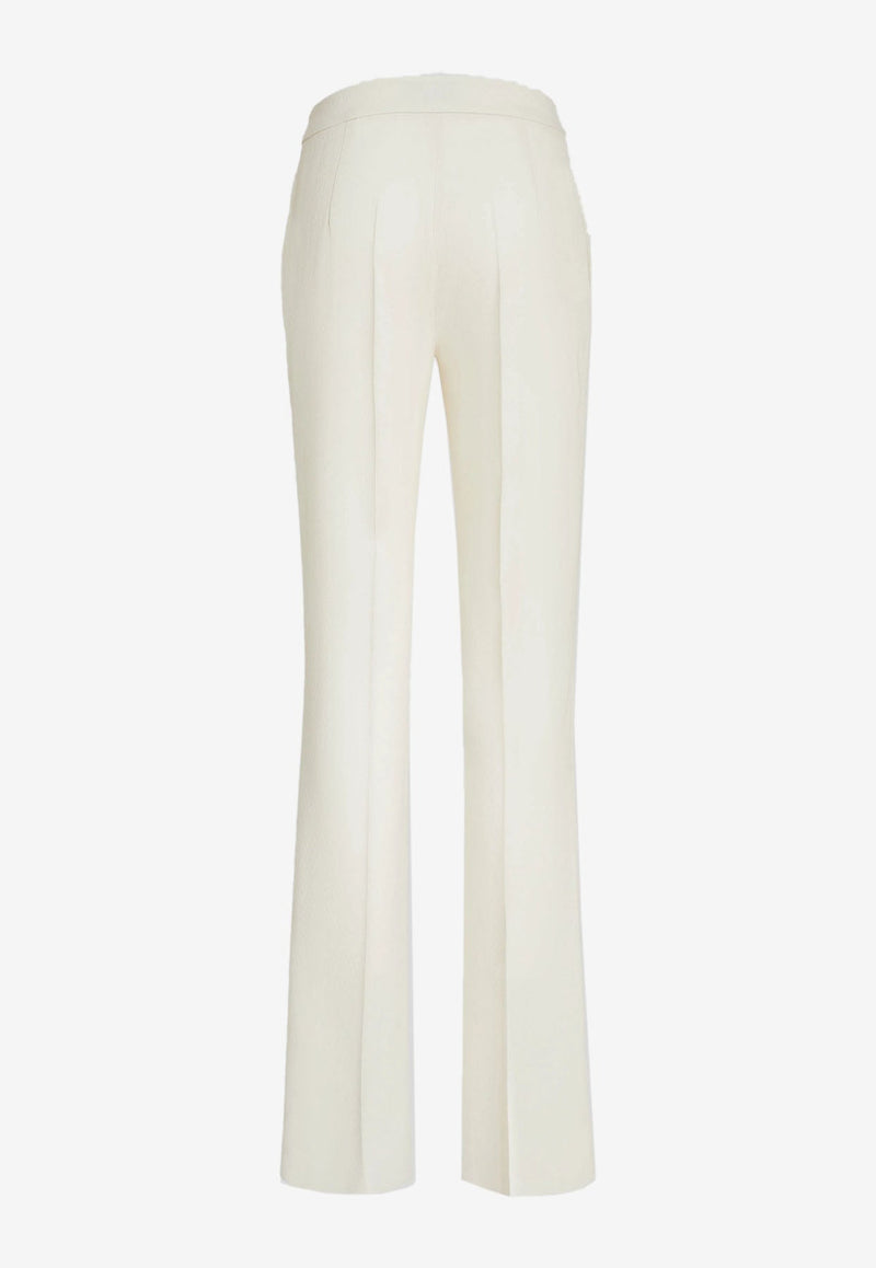 High-Waist Jacquard Wool Pants