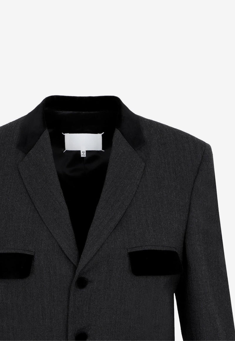 Single-Breasted Long Wool Blazer