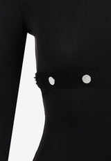 Asymmetric Snap-Detailed Midi Dress