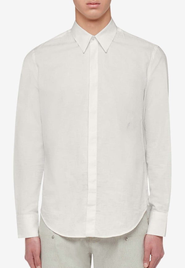 Logo Embroidered Button-Up Shirt