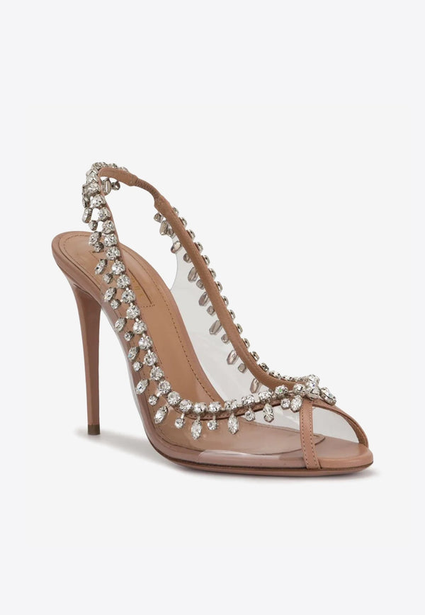 Temptation 105 Crystal-Embellished Slingback Sandals