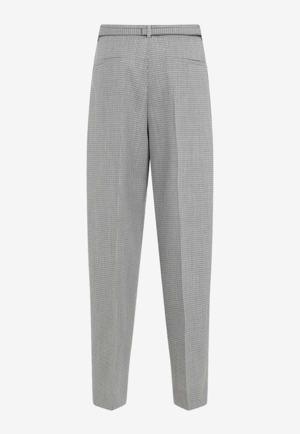 Checked Pleated Wool Pants