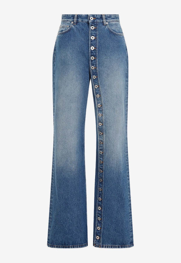 One Leg Buttoned Jeans