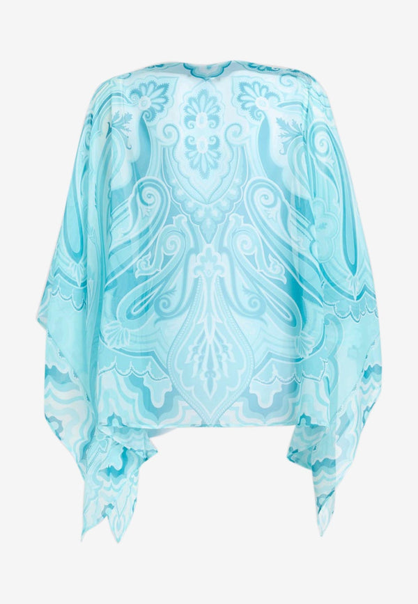 Floral Wave Silk Poncho