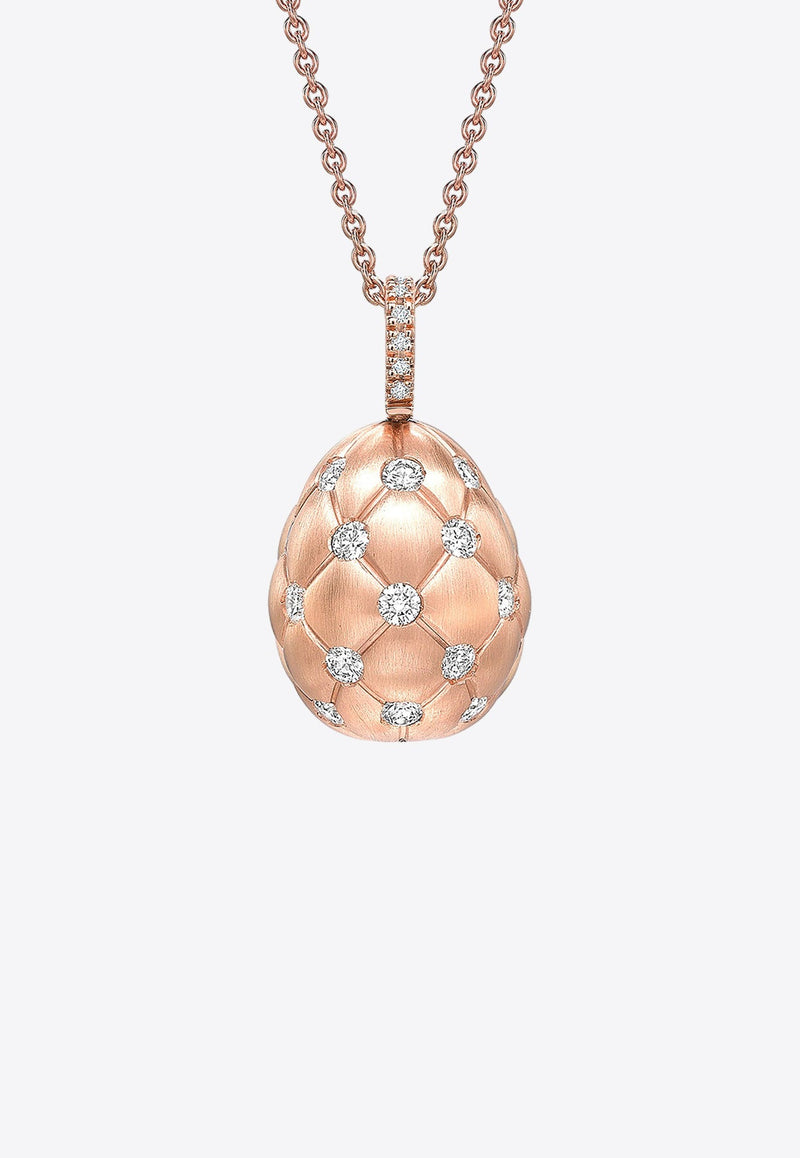 Treillage Diamond Egg Pendant Necklace in 18-karat Rose Gold