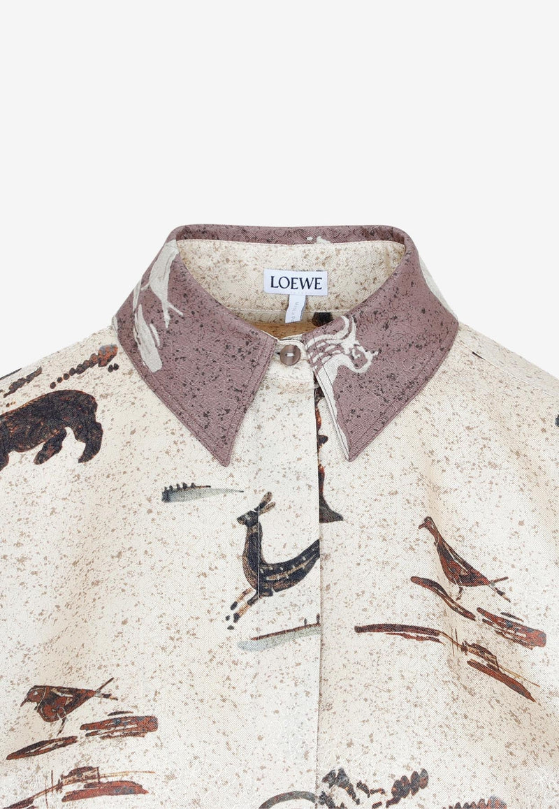 Animal-Print Long-Sleeved Shirt