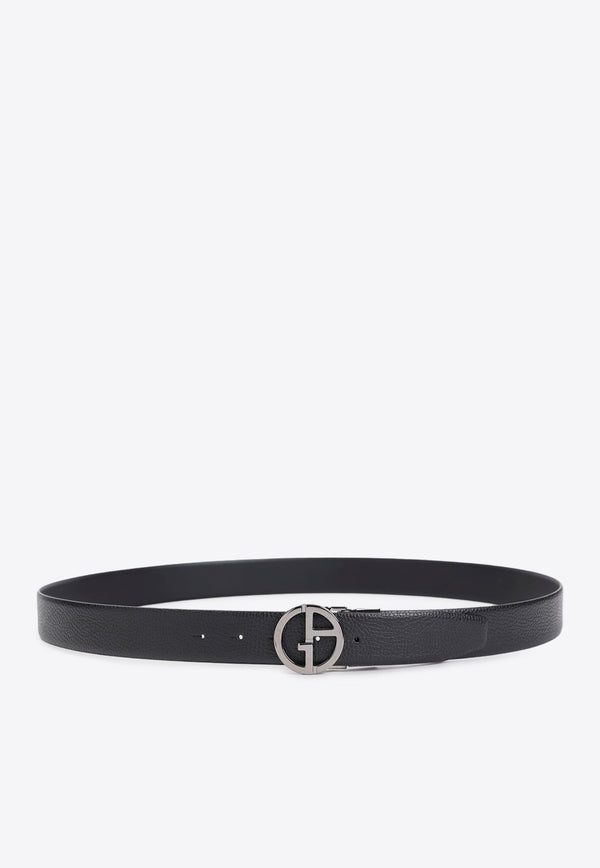 Logo Buckle Leather Belt