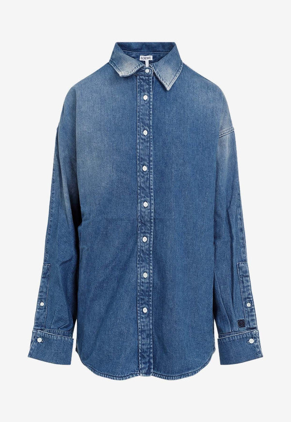 Draped Denim Shirt