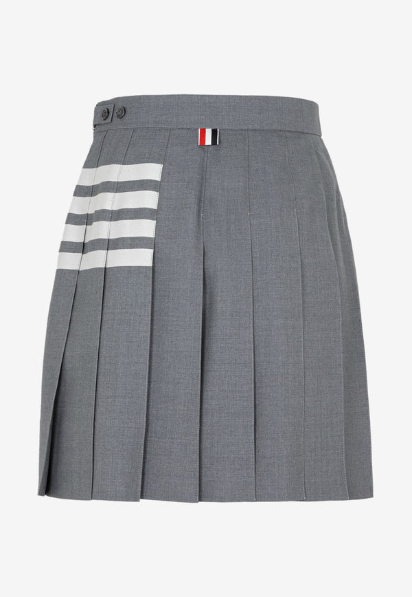 4-Bar Pleated Mini Skirt in Wool
