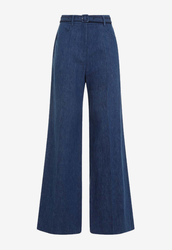 Norman Wide-Leg Belted Denim Pants