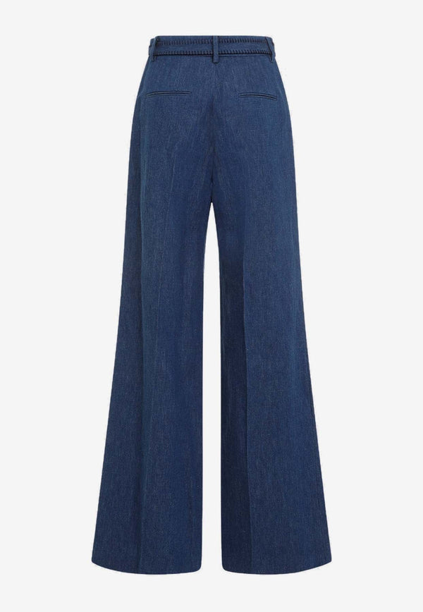 Norman Wide-Leg Belted Denim Pants