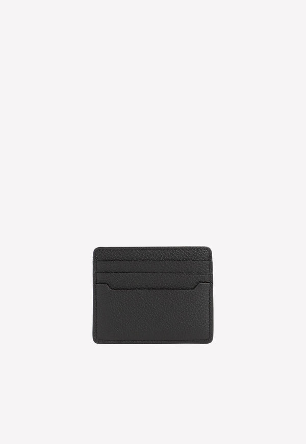 Logo Plaque Cardholder in Grained Leather