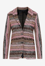 Lamé Chevron Knit Blazer