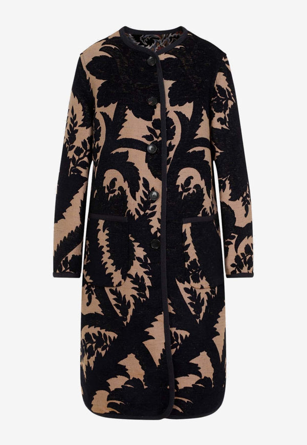 Reversible Floral Jacquard Coat