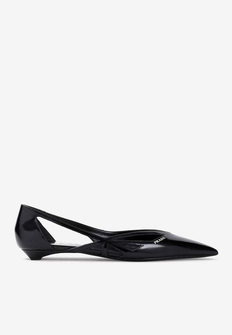 Pointed-Toe Leather Ballet Flats