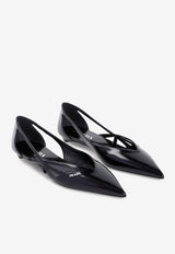 Pointed-Toe Leather Ballet Flats