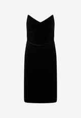 Strapless Velvet Midi Dress