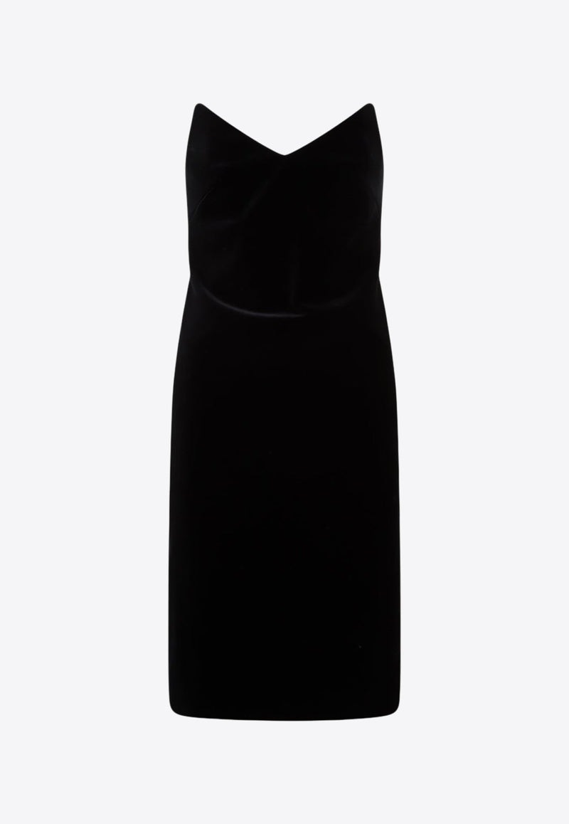 Strapless Velvet Midi Dress