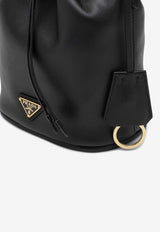 Small Triangle Logo Leather Bucket Bag