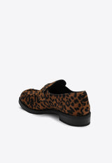 Leopard Print Pony-Effect Loafers