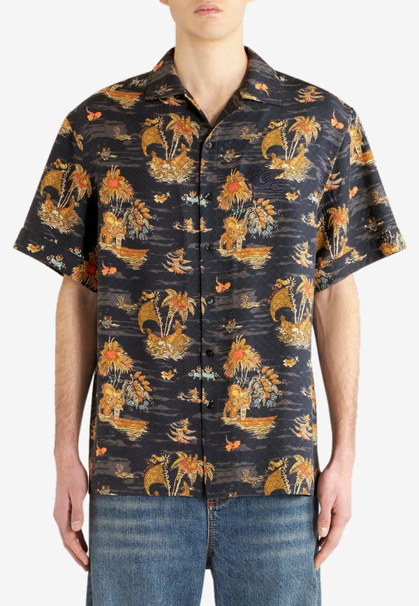 Printed Bowling Shirt in Silk