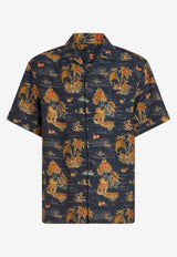 Printed Bowling Shirt in Silk