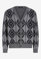 Geometric Pattern Wool Cardigan