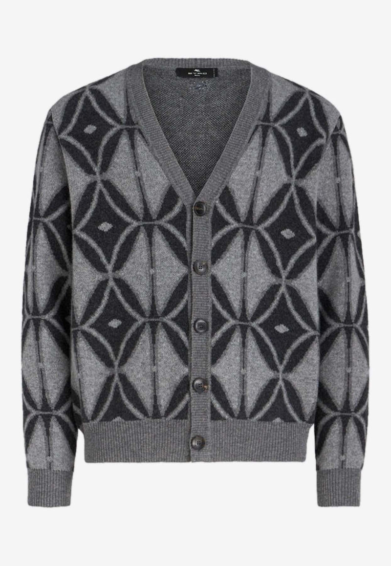 Geometric Pattern Wool Cardigan