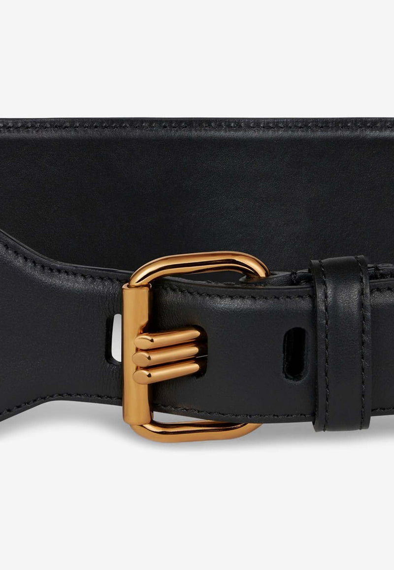 Logo Buckle Leather Belt