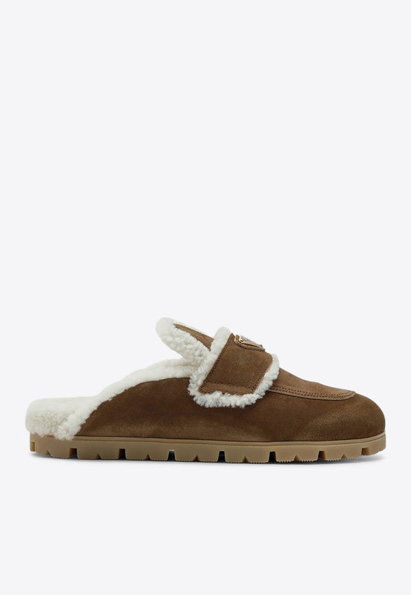 Logo Plaque Sheepskin Mule