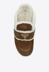 Logo Plaque Sheepskin Mule