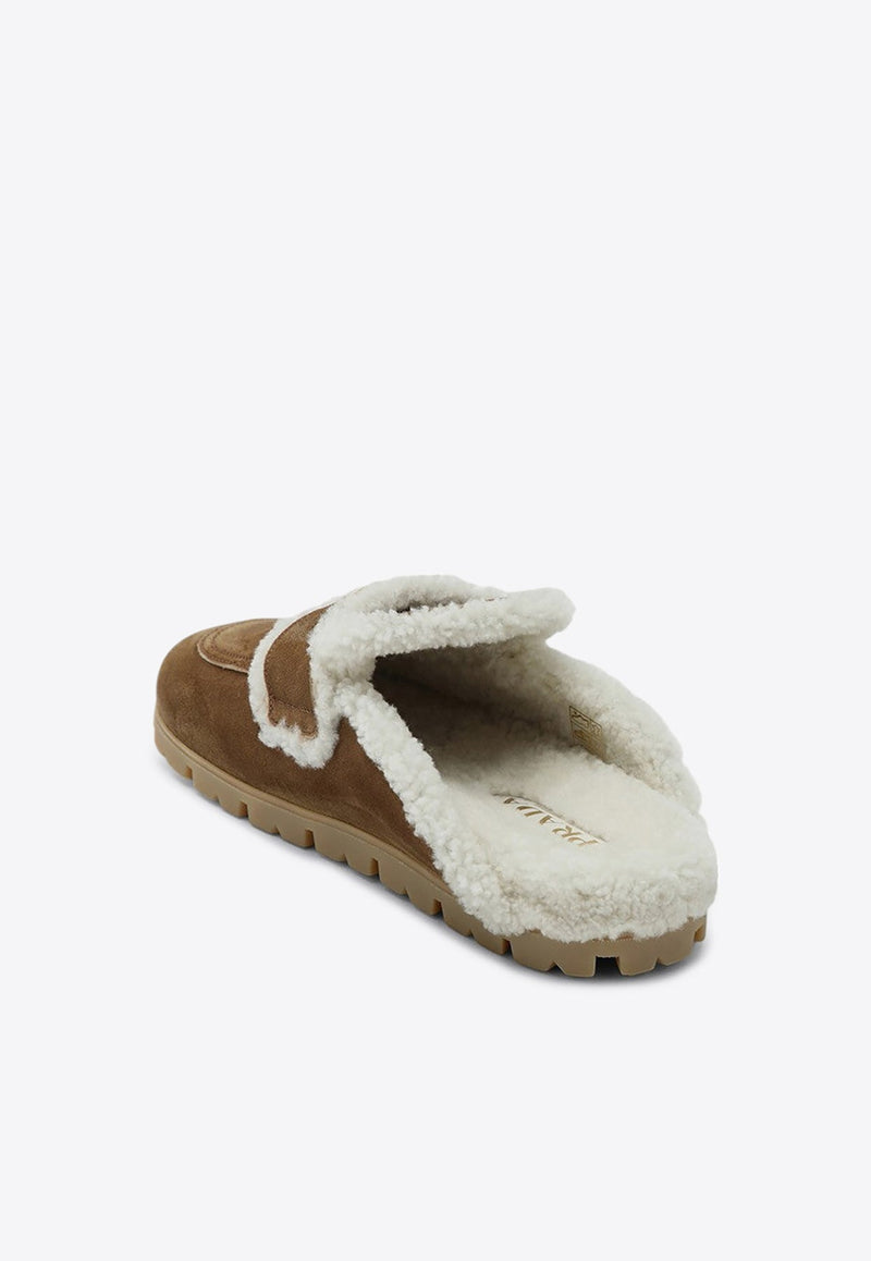 Logo Plaque Sheepskin Mule