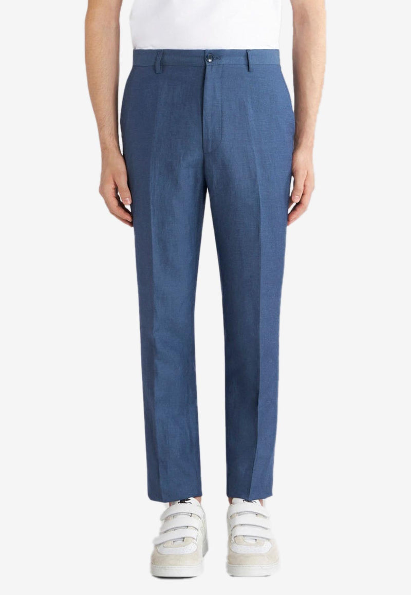 Linen Blend Tailored Pants