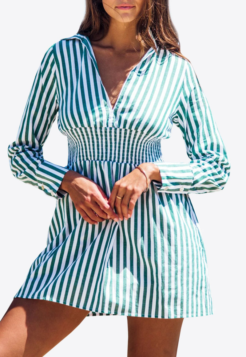 Vignes Elastic Waist Striped Mini Dress