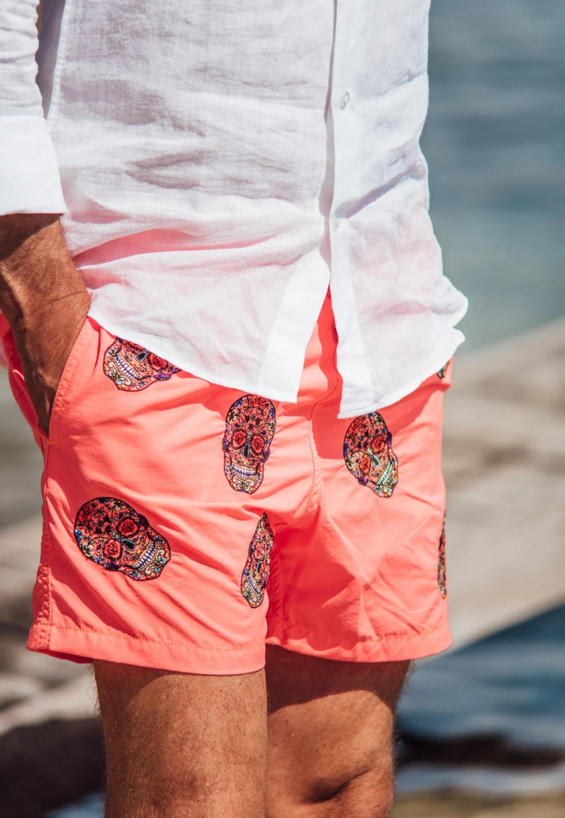 Mexican Head Embroidery Swim Shorts