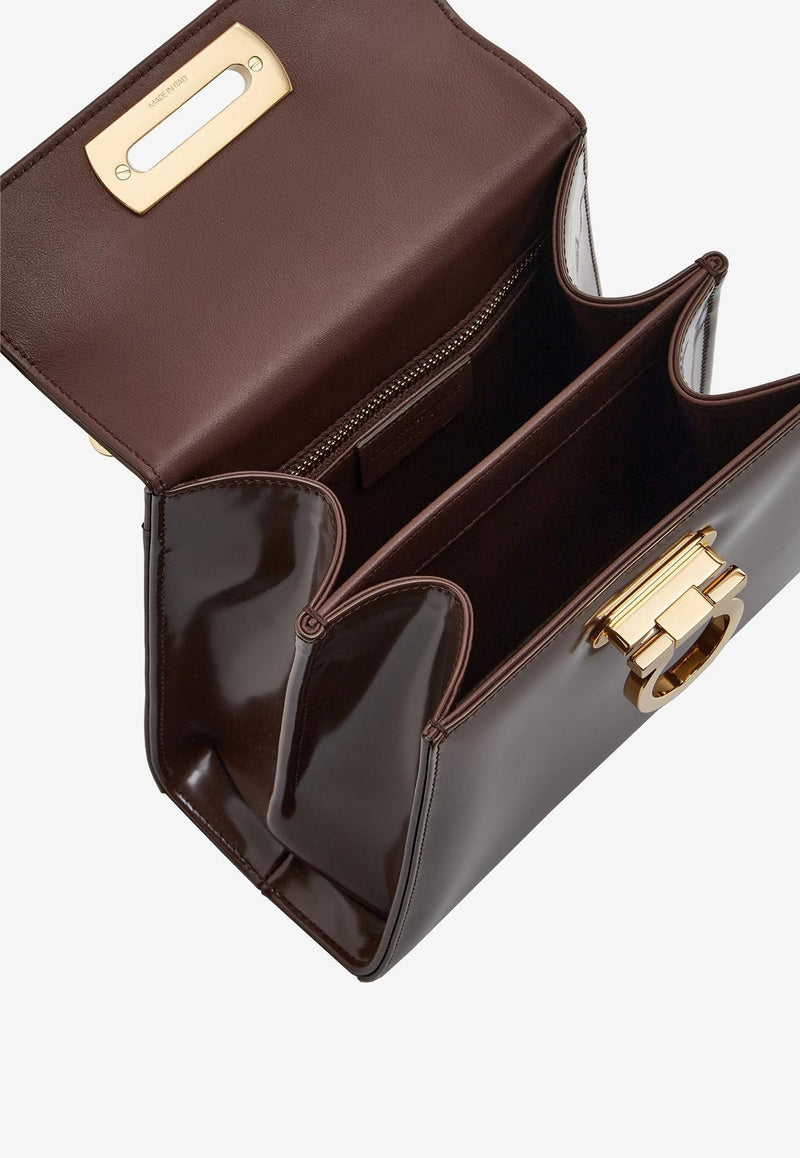 Small Iconic Top Handle Bag in Calf Leather