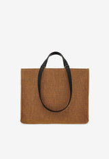 Medium TT Sign Woven Raffia Tote Bag