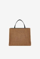 Small TT Sign Woven Raffia Tote Bag