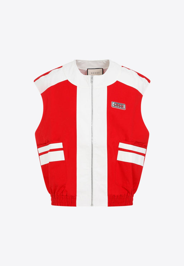 Logo-Patch Zip-Up Vest