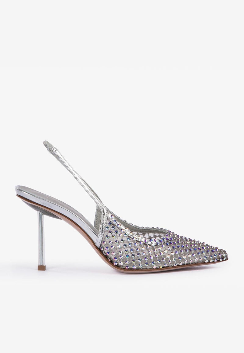 Gilda 80 Crystal Mesh Slingback Pumps