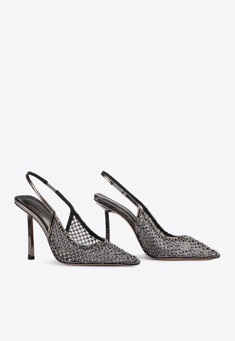 Gilda 100 Crystal Mesh Slingback Pumps