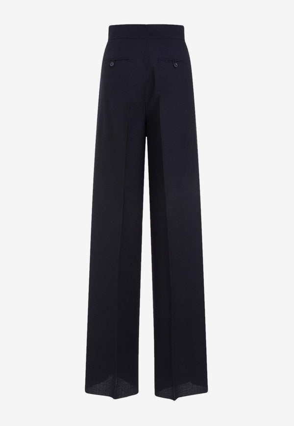 Texted Straight-Leg Wool Pants