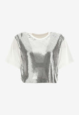 Metallic Mesh Cropped T-shirt