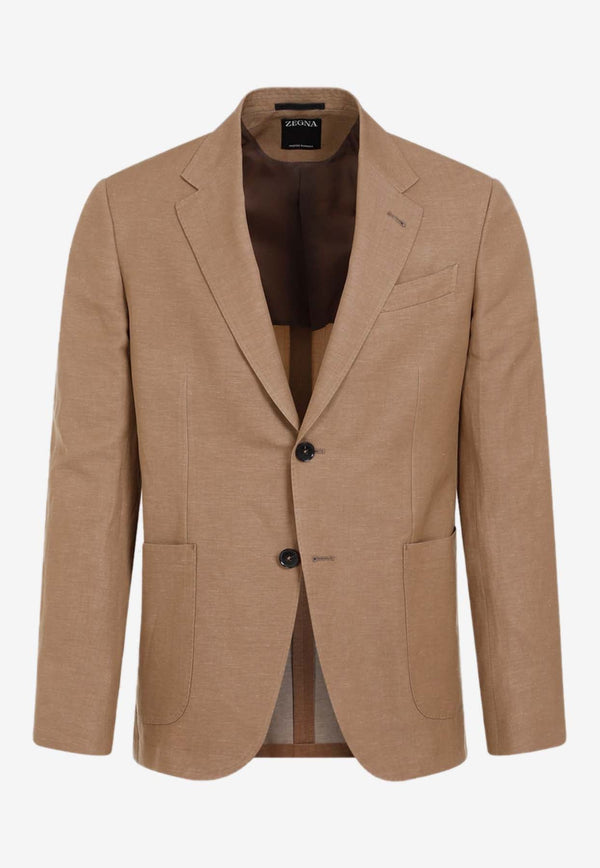 Wool-Linen Single-Breasted Blazer