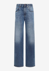 Washed-Out Straight-Leg Jeans