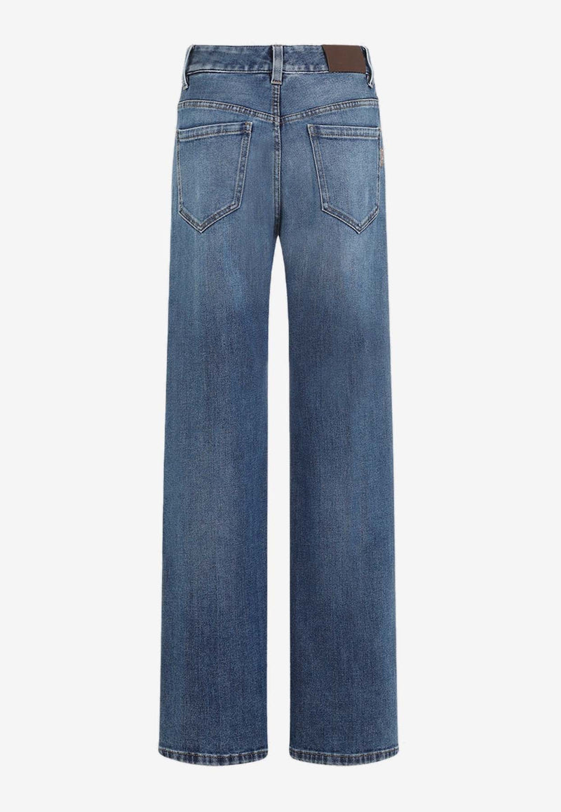 Washed-Out Straight-Leg Jeans