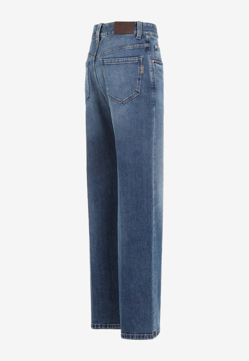 Washed-Out Straight-Leg Jeans