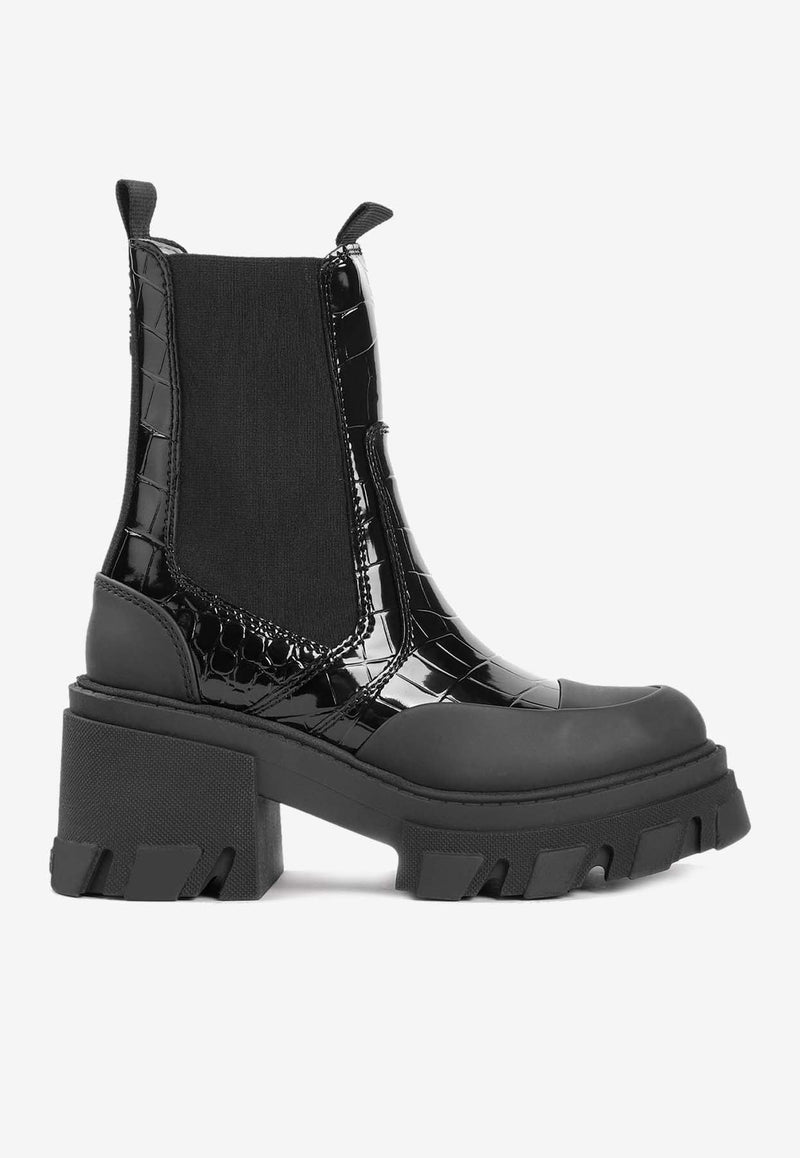 80 Croc-Embossed Ankle Chelsea Boots